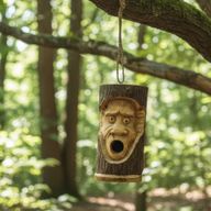 Tronc Arbre Visage - Maison Oiseaux - Singe Furieux