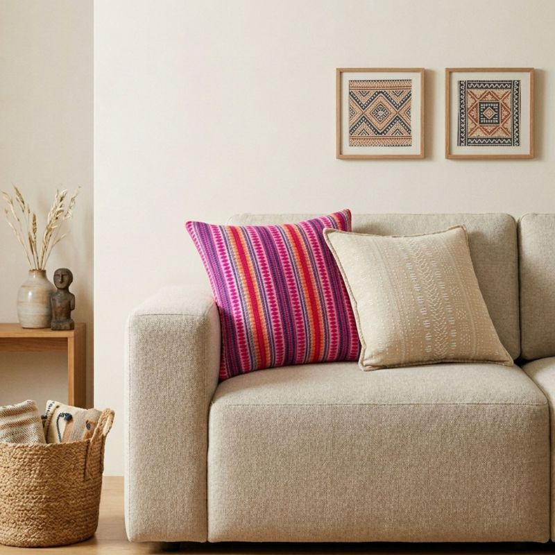 Housse de Coussin Classique - Rayures néon - 45x45 cm