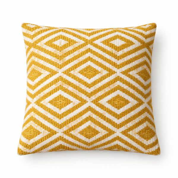 Housse de Coussin Classique - Diamants Moutarde - 45 × 45 cm
