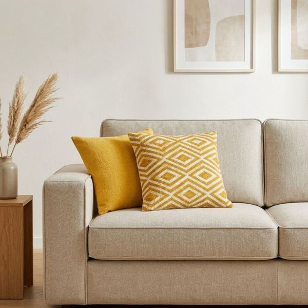 Housse de Coussin Classique - Diamants Moutarde - 45 × 45 cm