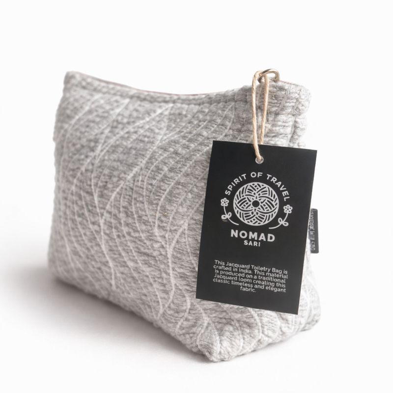Trousses de Toilette Nomad Sari en Jacquard Indien - Tissage au clair de lune