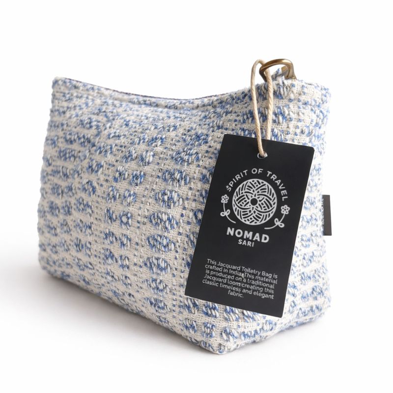 Trousses de Toilette Nomad Sari en Jacquard Indien - Indigo Echo