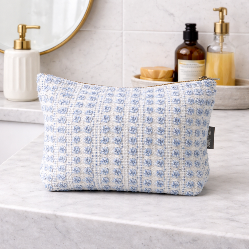 Trousses de Toilette Nomad Sari en Jacquard Indien - Indigo Echo