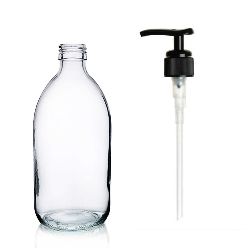 Bouteille en Verre Médicinale Transparente de 150 ml avec Pompe en Plastique Noir