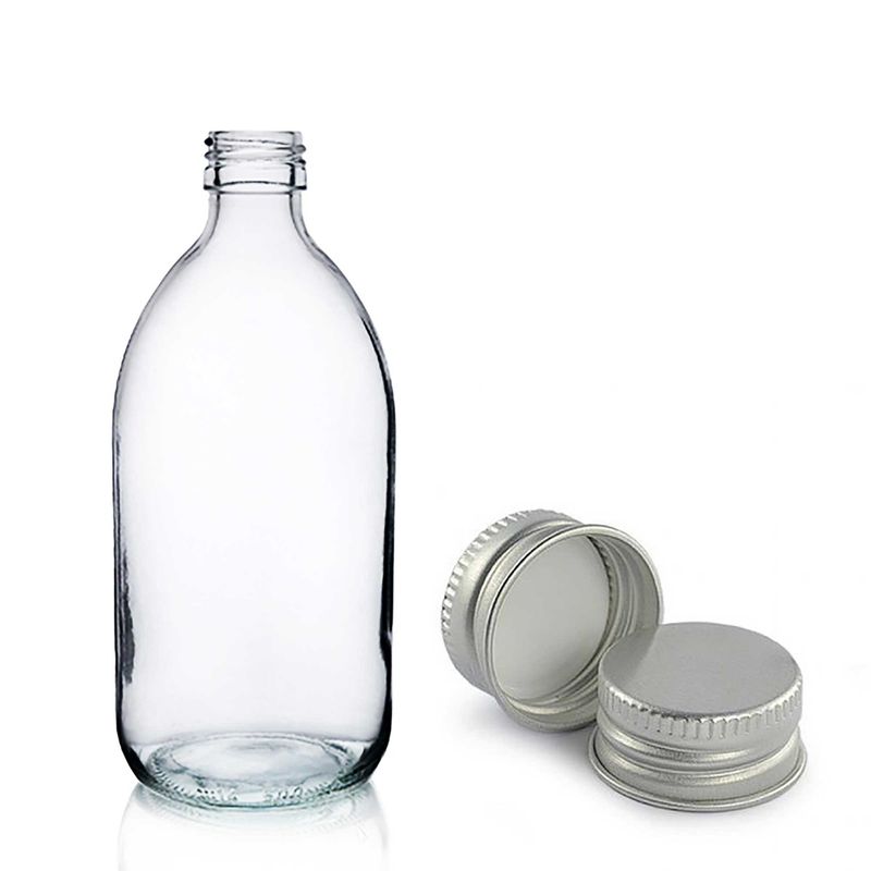 Bouteille en Verre Médicinale Transparente de 200 ml  avec Bouchon en Aluminium