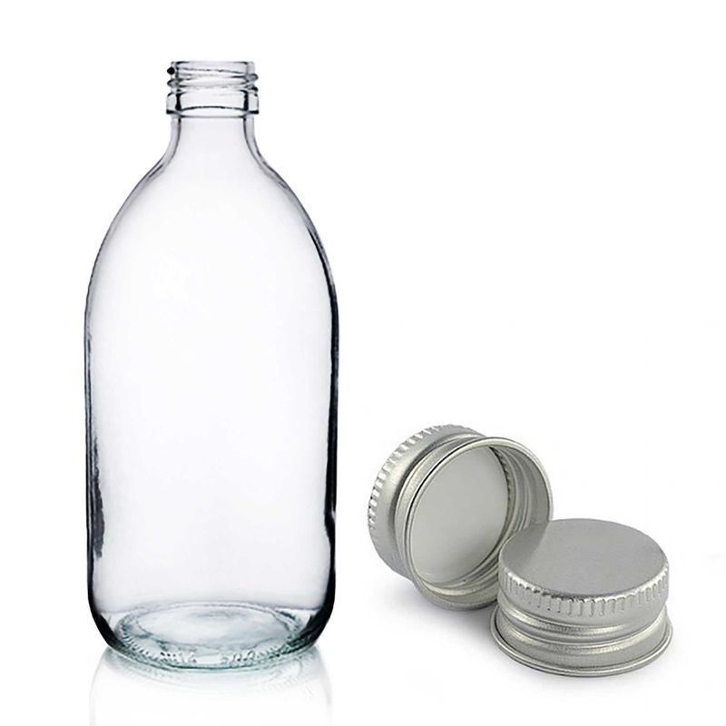 Bouteille en Verre Médicinale Transparente de 500 ml  avec Bouchon en Aluminium