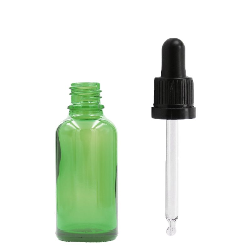 Bouteille Compte-gouttes en Verre Vert de 5ml avec Pipette T/E Noire