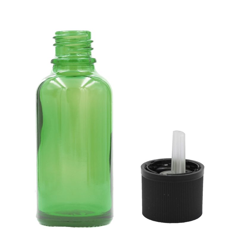 Bouteille Compte-gouttes en Verre Vert 50ml avec Bouchon Compte-gouttes de Sécurité Enfant