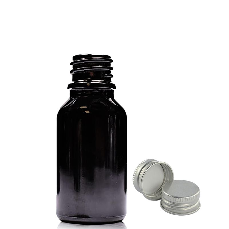 Bouteille Compte-gouttes en Verre Noir 15ml avec Bouchon en Aluminium