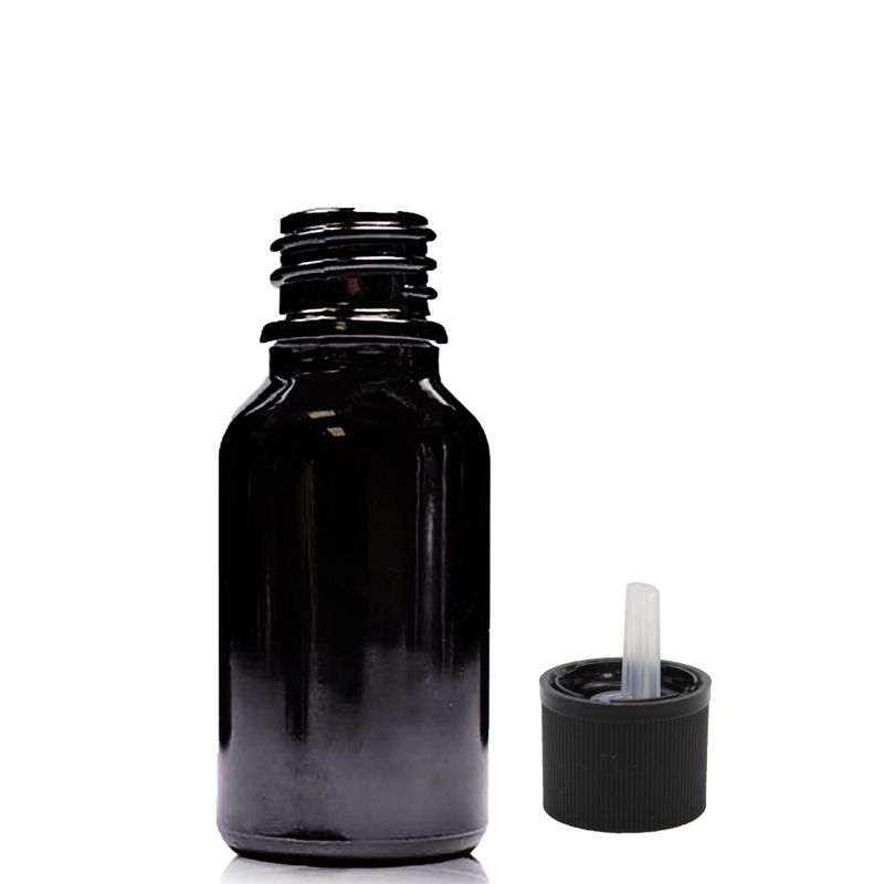 Bouteille Compte-gouttes en Verre Noir 15ml avec Bouchon Compte-gouttes de Sécurité Enfant