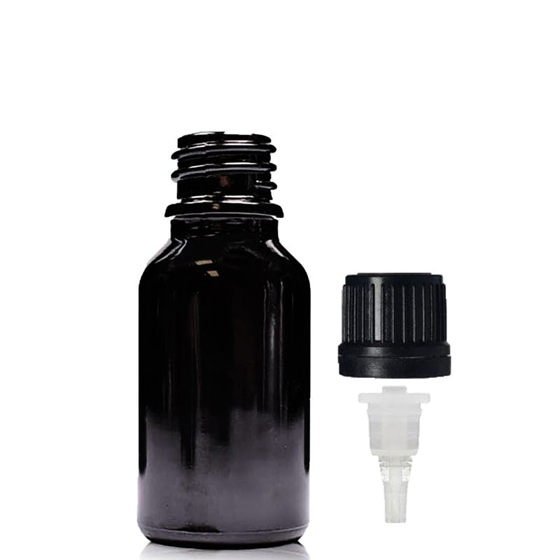 Bouteille Compte-gouttes en Verre Noir 15ml avec Bouchon Compte-gouttes