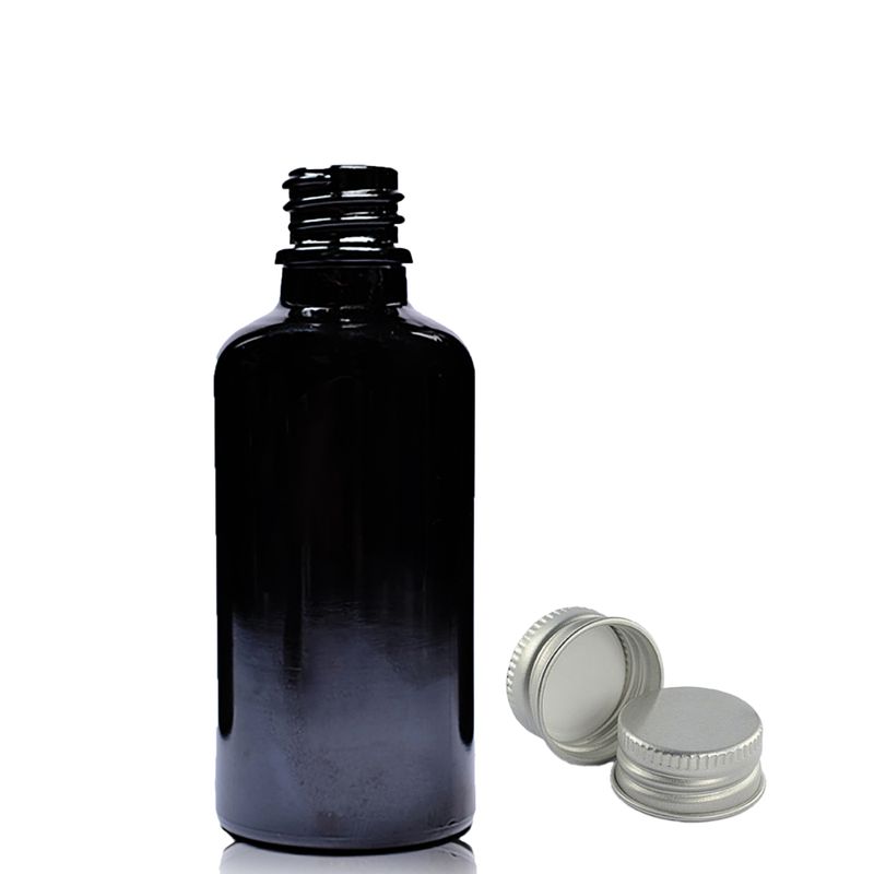 Bouteille Compte-gouttes en Verre Noir 30ml avec Bouchon en Aluminium