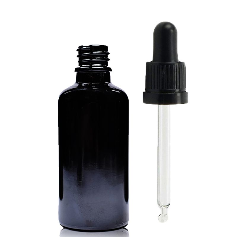 Bouteille Compte-gouttes en Verre Noir 30ml avec Pipette Inviolable Noire