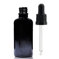 Bouteille Compte-gouttes en Verre Noir 50ml avec Pipette Inviolable Noire