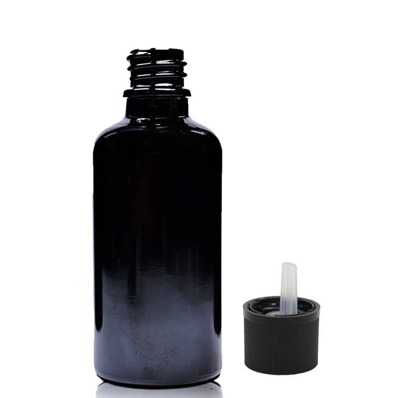 Bouteille Compte-gouttes en Verre Noir 50ml avec Bouchon Compte-gouttes de Sécurité Enfant