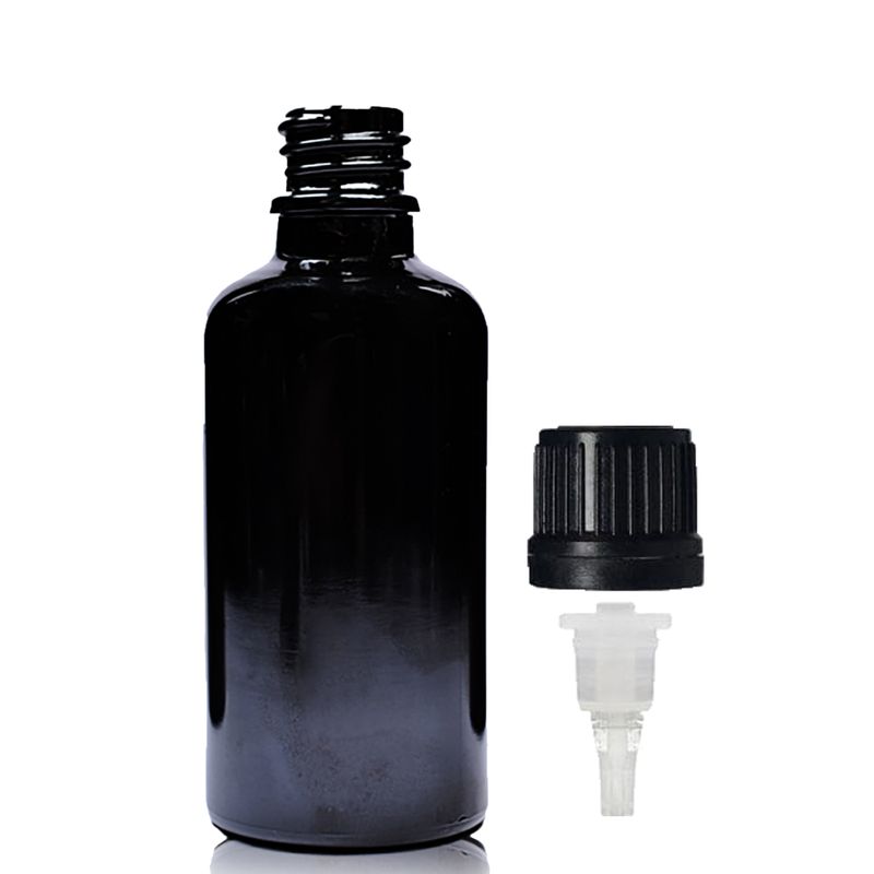 Bouteille Compte-gouttes en Verre Noir 50ml avec Bouchon Compte-gouttes