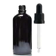 Bouteille Compte-gouttes en Verre Noir 100ml avec Pipette Inviolable Noire
