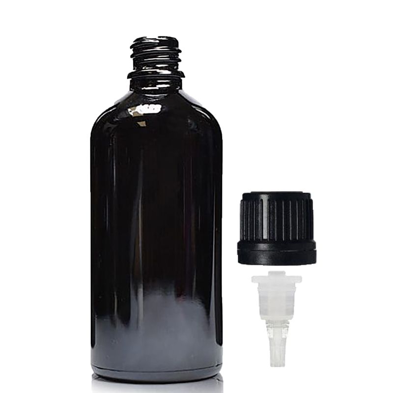 Bouteille Compte-gouttes en Verre Noir 100ml avec Bouchon Compte-gouttes