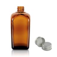 Bouteille en Verre Ambré de 50 ml Alchimiste avec Bouchon en Aluminium