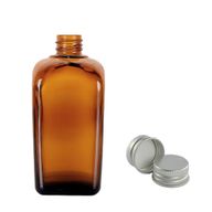 Bouteille en Verre Ambré de 100 ml Alchimiste avec Bouchon en Aluminium