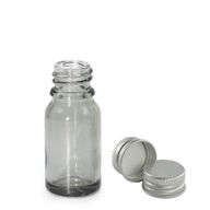 Flacon Compte-Gouttes en Verre Gris Givré 10ml  - Avec Bouchon en Aluminium