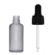 Flacon Compte-Gouttes en Verre Gris Givré 10ml - Avec Pipette Noire