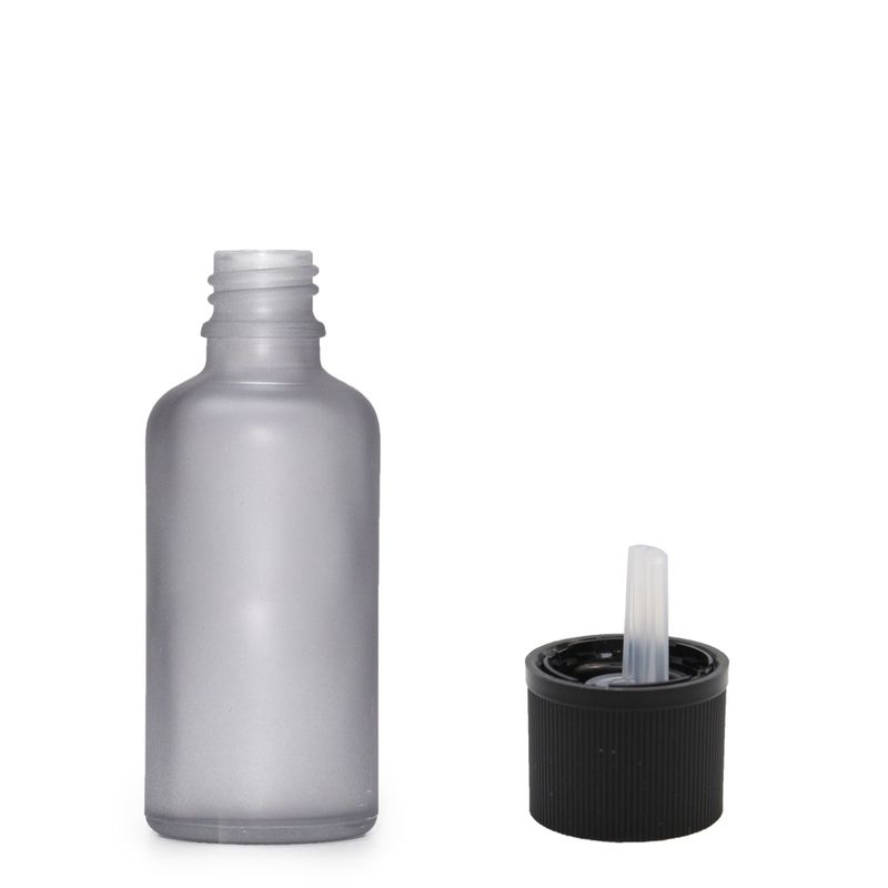 Flacon Compte-Gouttes en Verre Gris Givré 10ml  - Avec Bouchon Compte-Gouttes de Sécurité Enfant