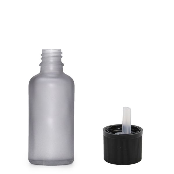 Flacon Compte-Gouttes en Verre Gris Givré 10ml - Avec Bouchon Compte-Gouttes de Sécurité Enfant