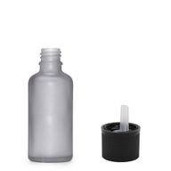 Flacon Compte-Gouttes en Verre Gris Givré 10ml  - Avec Bouchon Compte-Gouttes de Sécurité Enfant