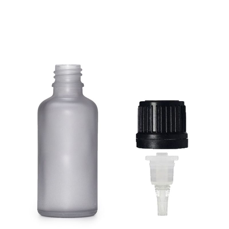 Flacon Compte-Gouttes en Verre Gris Givré 10ml - Avec Bouchon Compte-Gouttes