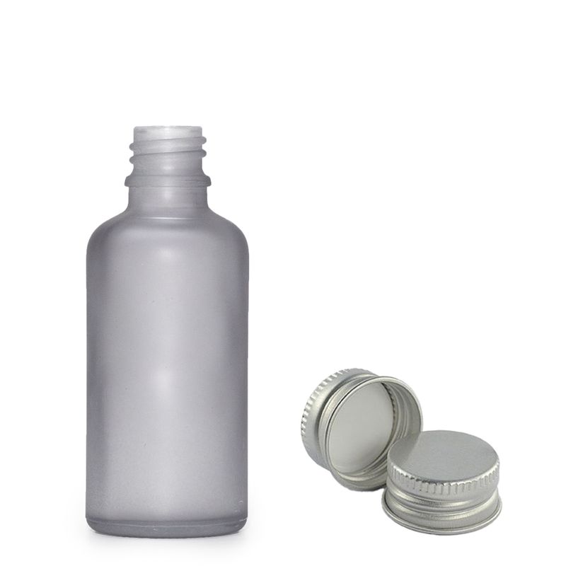 Flacon Compte-Gouttes en Verre Gris Givré 30ml  - Avec Bouchon en Aluminium