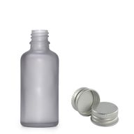 Flacon Compte-Gouttes en Verre Gris Givré 30ml  - Avec Bouchon en Aluminium