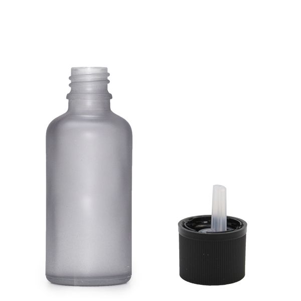Flacon Compte-Gouttes en Verre Gris Givré 30ml - Avec Bouchon Compte-Gouttes de Sécurité Enfant