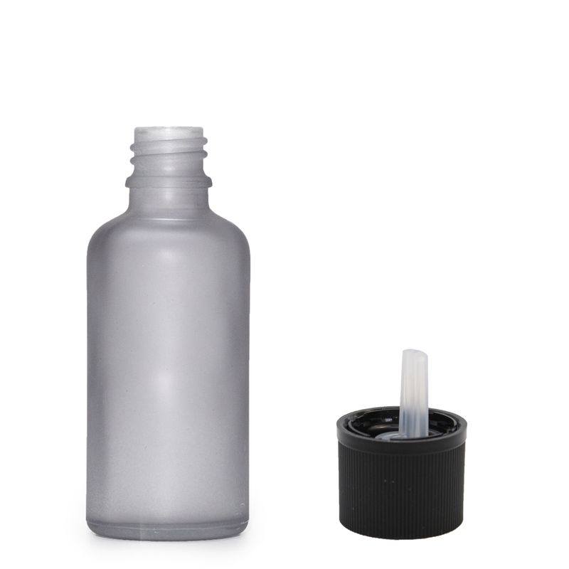 Flacon Compte-Gouttes en Verre Gris Givré 30ml  - Avec Bouchon Compte-Gouttes de Sécurité Enfant