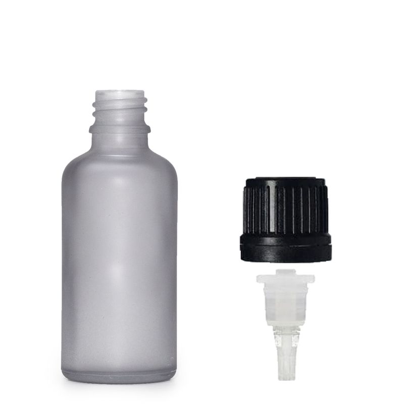 Flacon Compte-Gouttes en Verre Gris Givré 30ml - Avec Bouchon Compte-Gouttes
