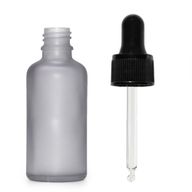 Flacon Compte-Gouttes en Verre Gris Givré 50ml - Avec Pipette Noire