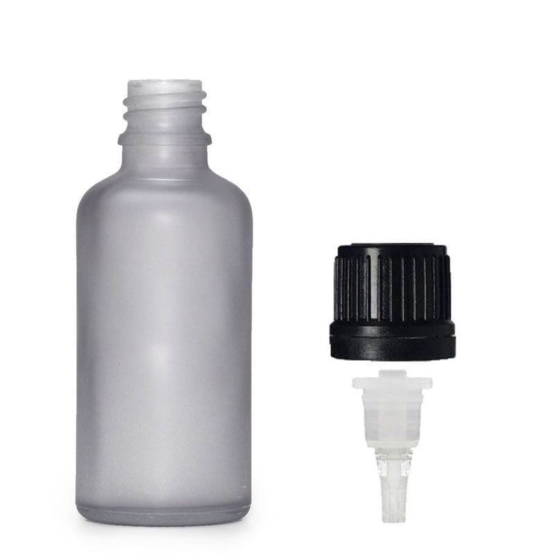 Flacon Compte-Gouttes en Verre Gris Givré 50ml - Avec Bouchon Compte-Gouttes
