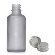 Flacon Compte-Gouttes en Verre Gris Givré 100ml  - Avec Bouchon en Aluminium
