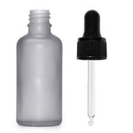 Flacon Compte-Gouttes en Verre Gris Givré 100ml - Avec Pipette Noire