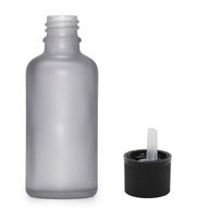 Flacon Compte-Gouttes en Verre Gris Givré 100ml  - Avec Bouchon Compte-Gouttes de Sécurité Enfant
