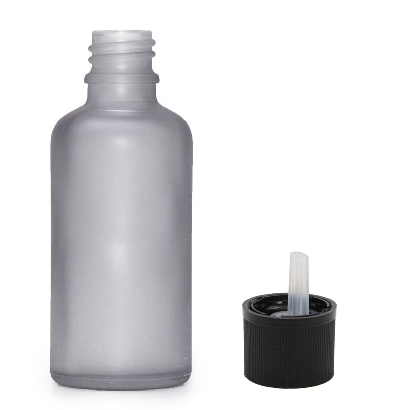 Flacon Compte-Gouttes en Verre Gris Givré 100ml  - Avec Bouchon Compte-Gouttes de Sécurité Enfant