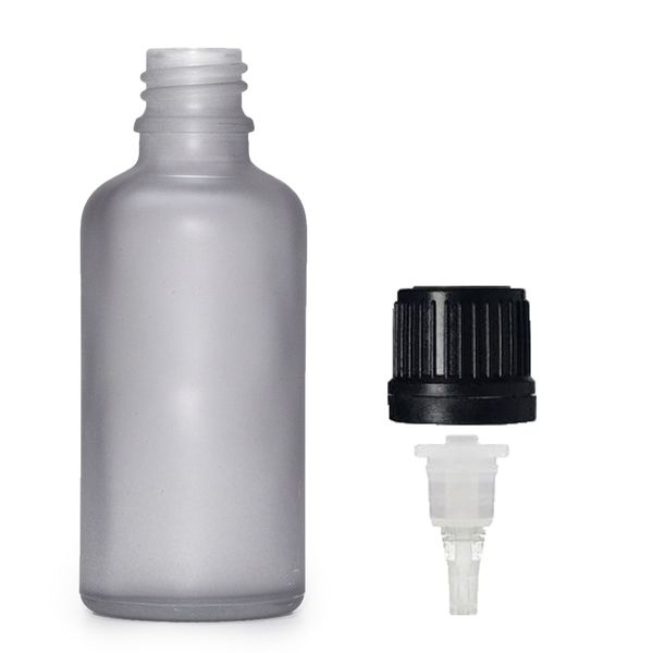 Flacon Compte-Gouttes en Verre Gris Givré 100ml - Avec Bouchon Compte-Gouttes