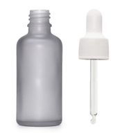 Flacon Compte-Gouttes en Verre Gris Givré 100ml  - Avec Pipette Blanche