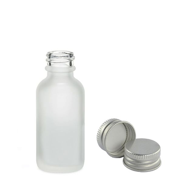 Flacon Compte-Gouttes en Verre Blanc Givré 10ml - Avec Bouchon en Aluminium