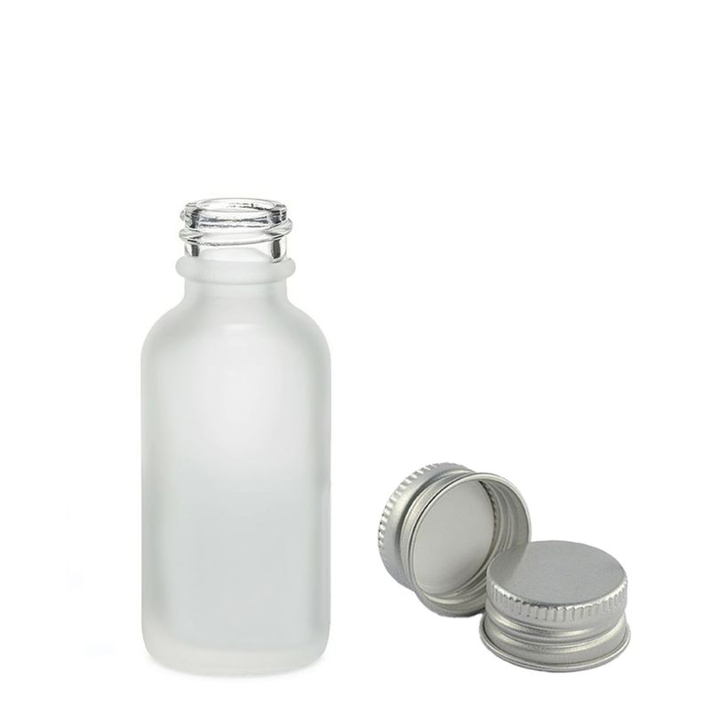 Flacon Compte-Gouttes en Verre Blanc Givré 10ml - Avec Bouchon en Aluminium