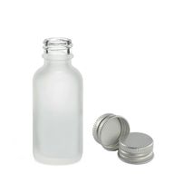 Flacon Compte-Gouttes en Verre Blanc Givré 30ml - Avec Bouchon en Aluminium