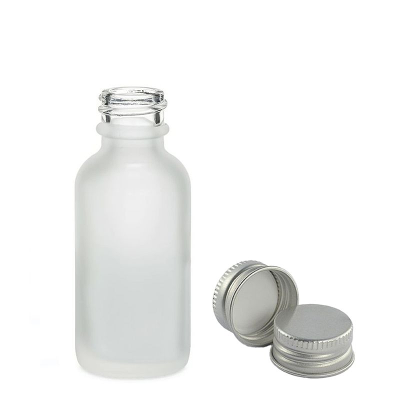 Flacon Compte-Gouttes en Verre Blanc Givré 30ml - Avec Bouchon en Aluminium