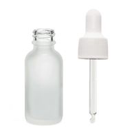 Flacon Compte-Gouttes en Verre Blanc Givré 30ml - Avec Pipette Blanche