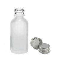 Flacon Compte-Gouttes en Verre Blanc Givré 50ml - Avec Bouchon en Aluminium