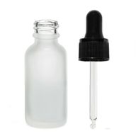 Flacon Compte-Gouttes en Verre Blanc Givré 50ml - Avec Pipette Noire